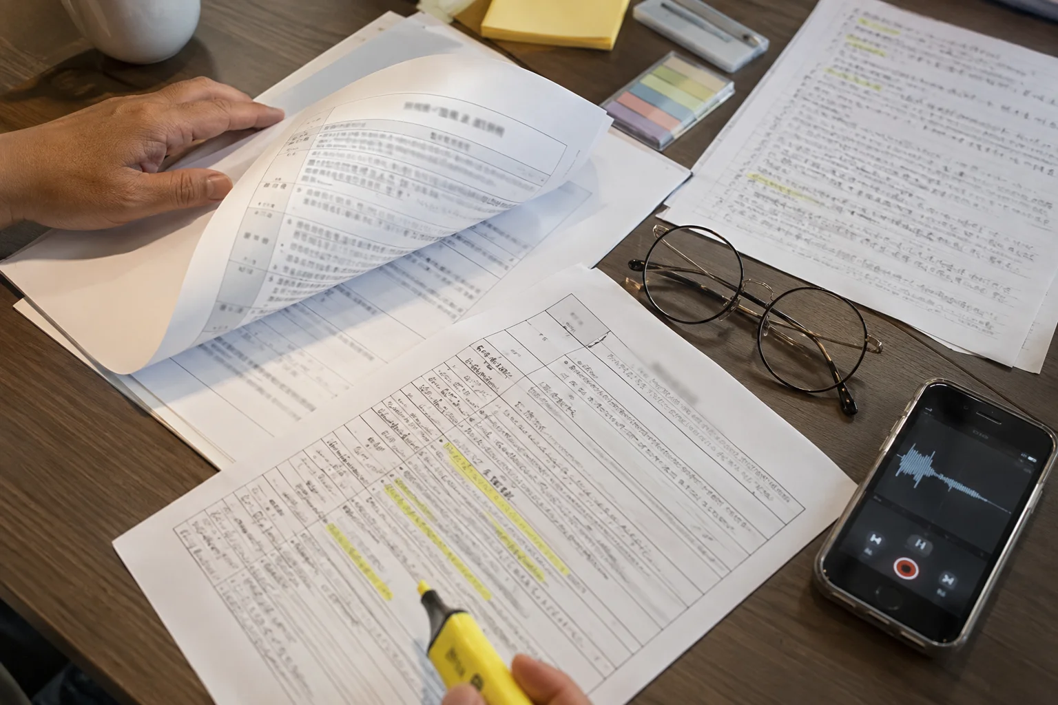 기피신청서와 회의록을 살펴보는 장면